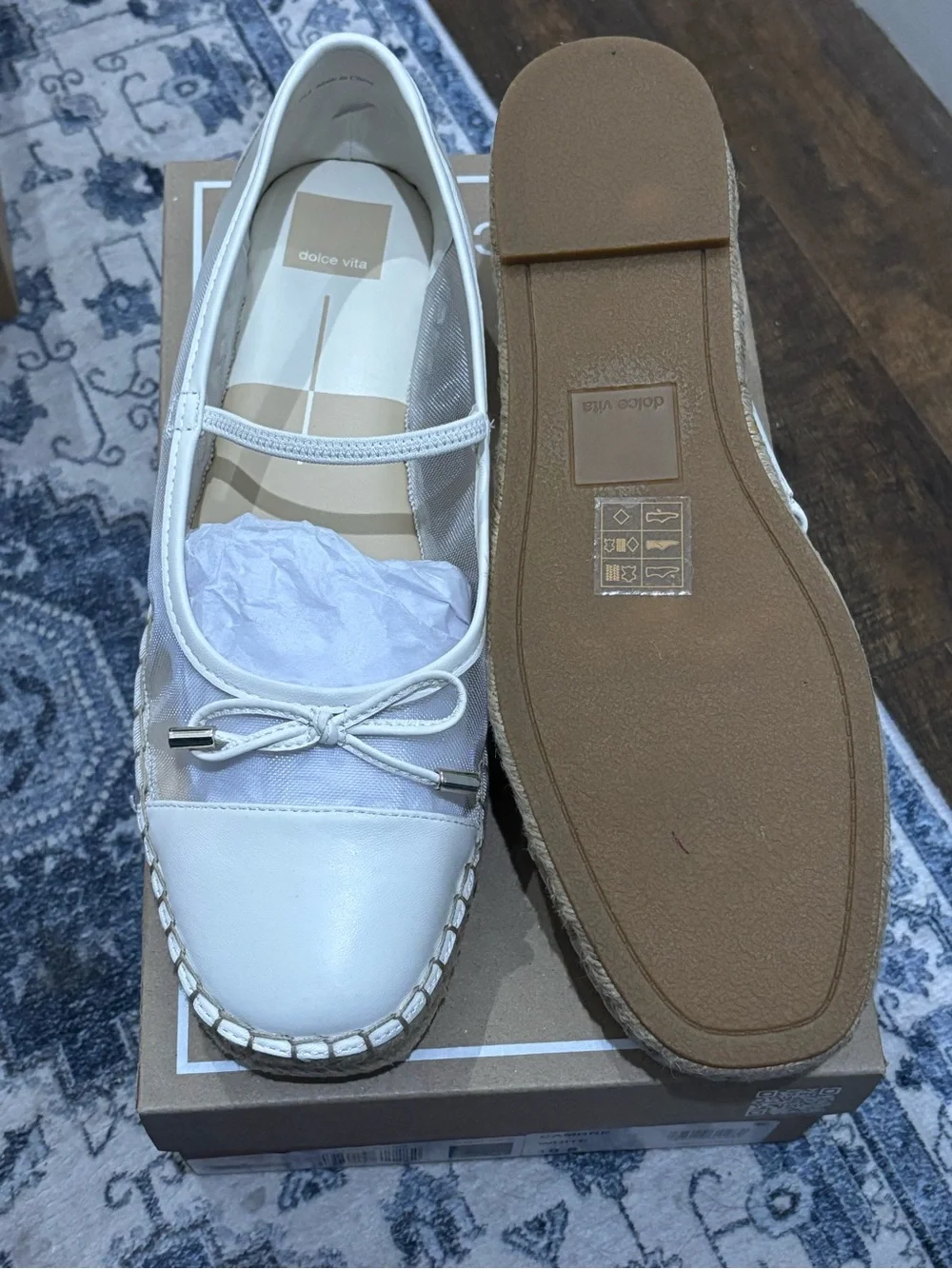 Dolce Vita Cream Mary Jane Espadrille Flats with Bow